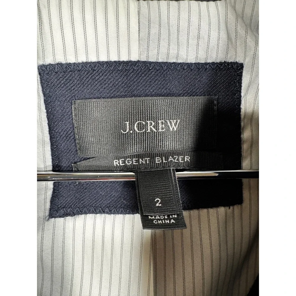 NWOT J.Crew Regent Blazer Navy Blue Wool Blend Standing Collar Jacket‎ Size 2